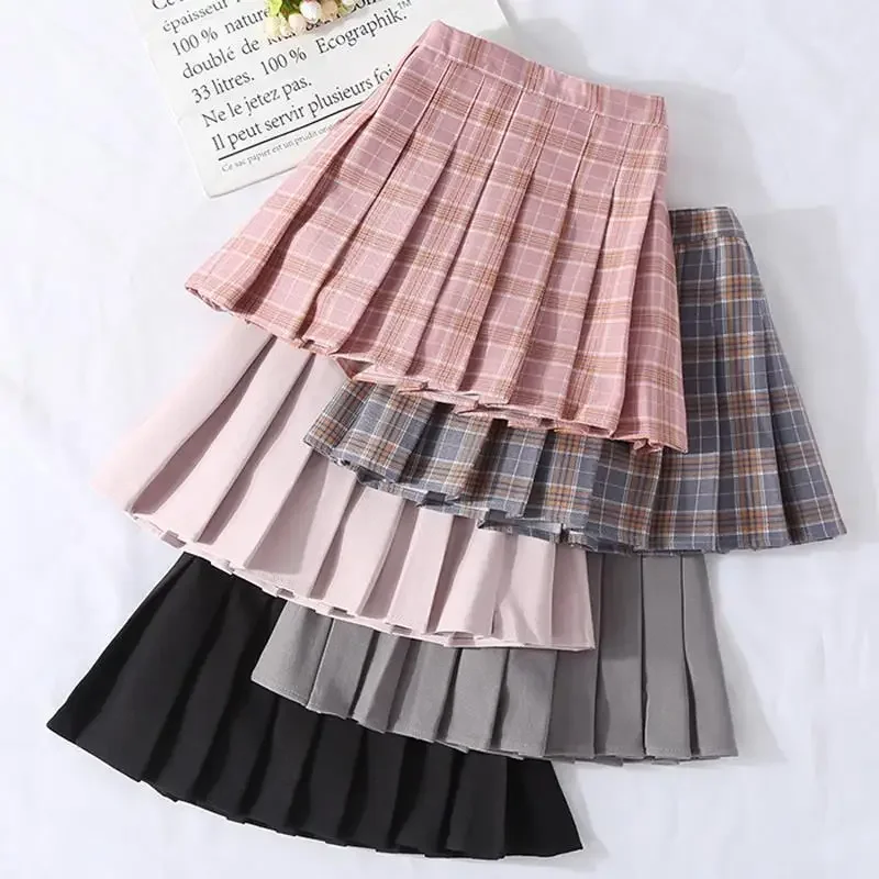 

Fashion Summer Girls Skirts Kawaii Cute Pleated Skirts High Waist Korean Plaid Mini Skirt School Teens Girl Spring Kids Skirt