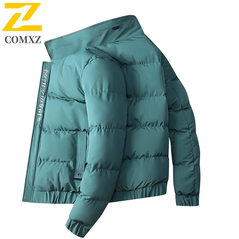 

Men's Padded Jacket Winter Warm Letter Print Casual Ski Parker Coat Hiking Travel Work Solid Color Outdoor Cotton-Padded Jacket