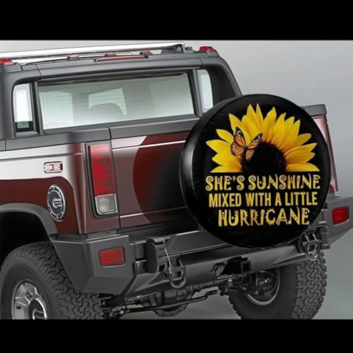 Butterfly Sunflower She Is Sunshine Hurricane Spare Tire Cover Durable Waterproof Wheel Protector