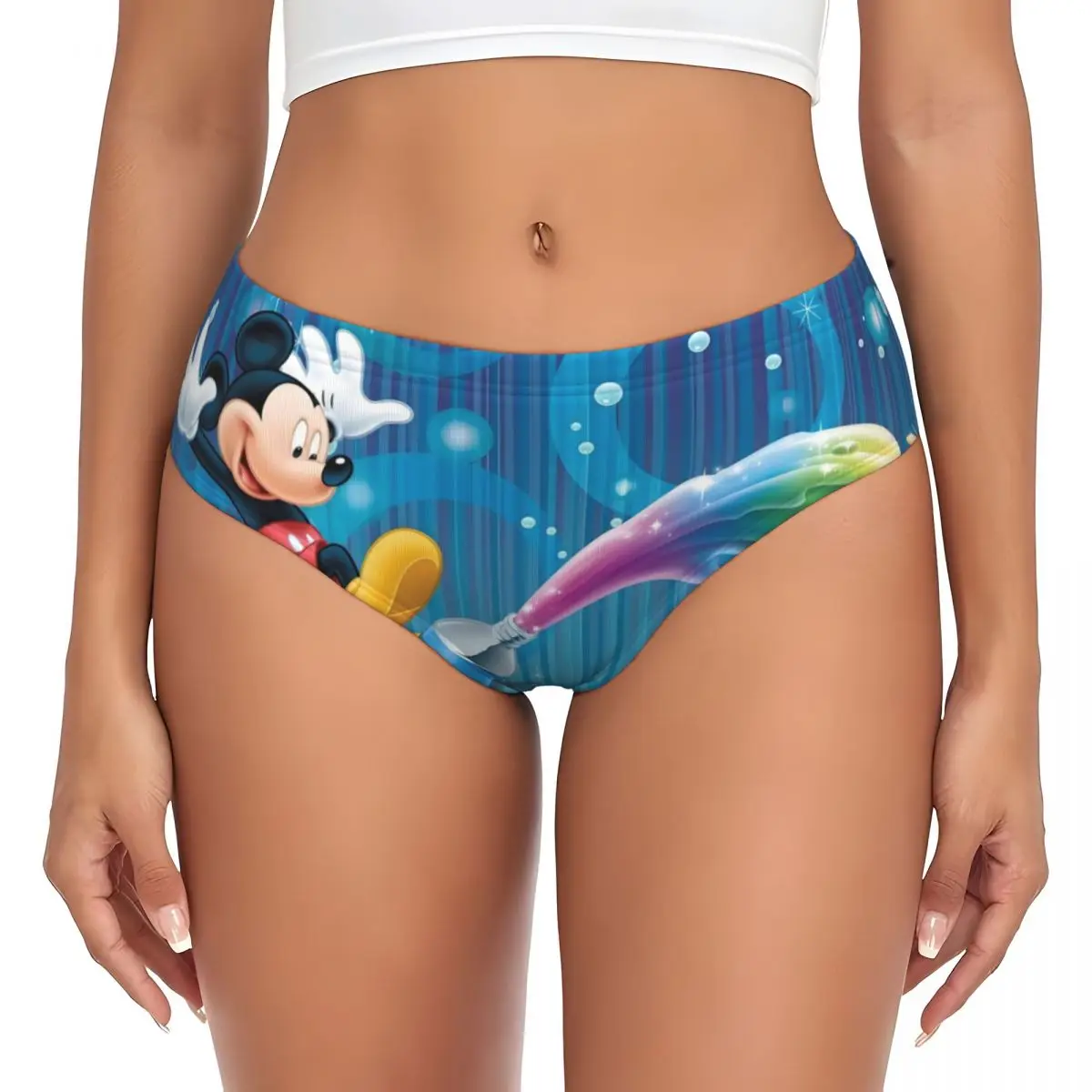 مخصص ميني ماوس ميكي ماوس الكرتون الفن ملخصات الملابس الداخلية النسائية تنفس تمتد سراويل الكلاسيكية