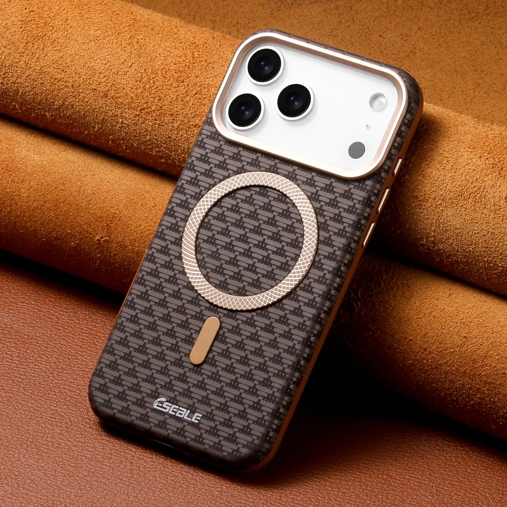Luxury Frosted Faux Leather Magnetic Wireless Charging Phone Case For iphone 18 17 16 15 14 13 Pro Max Alloy Lens Button Cover