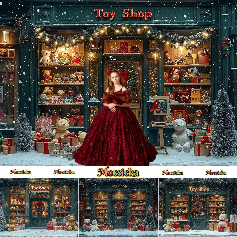 Christmas Photography Background Xmas Store Toy Shop Nutcracker Holiday Decor Boys Girls Photo Portrait Backdrops Studio Props