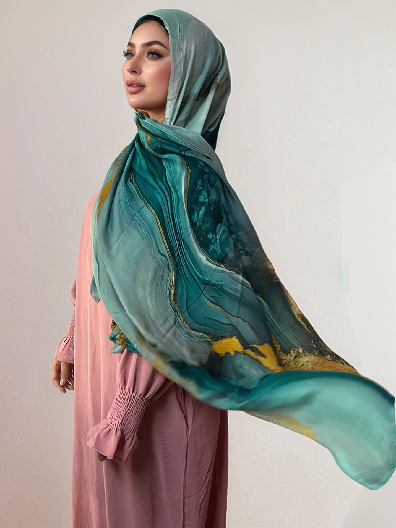 Hochwertiges bedrucktes Hijab-Kopftuch, weich, atmungsaktiv, Hijab, muslimische Frauen, Islam-Baumwollschals und Tücher, Viskose, Modal-Hijab – Detail 9