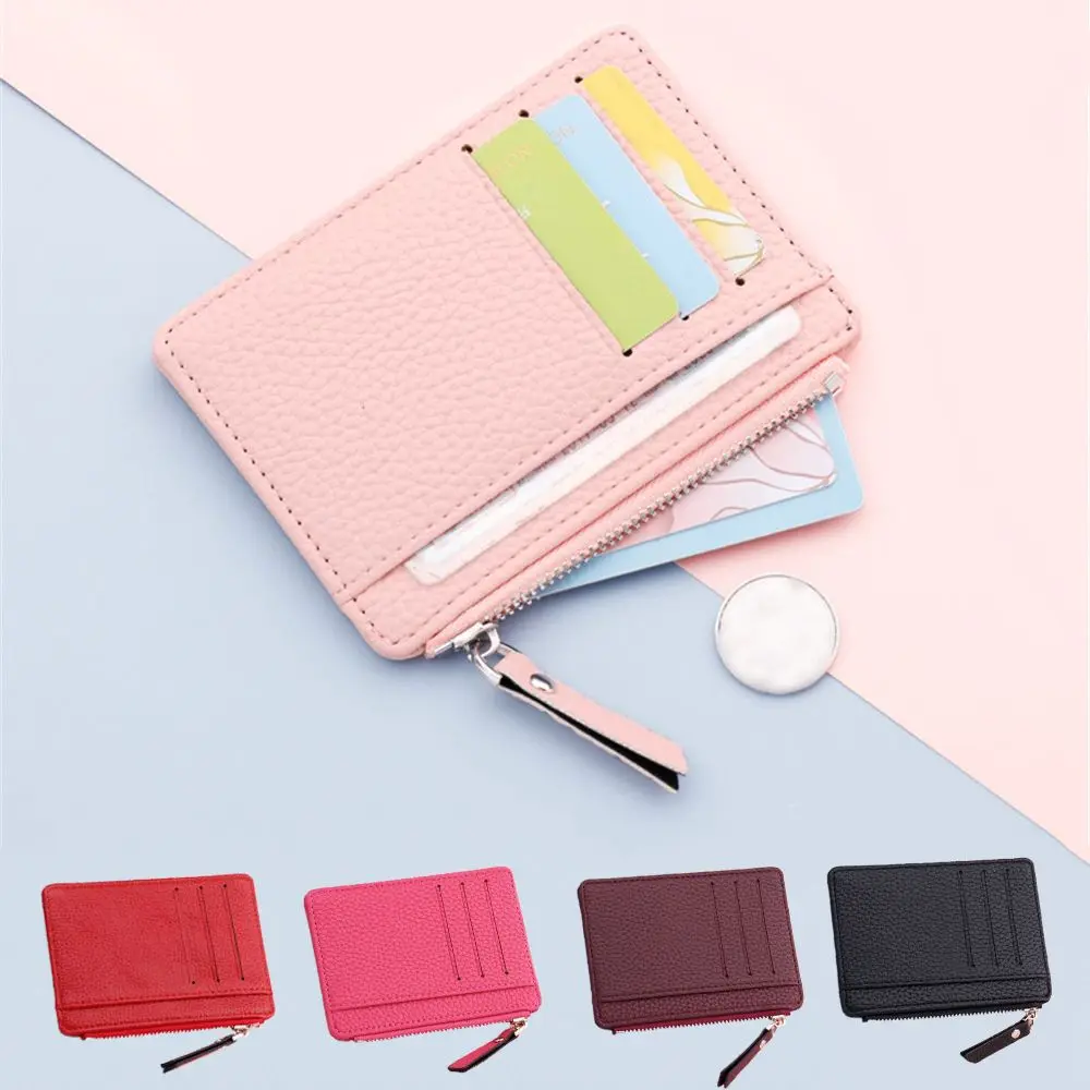 Women\'s ultra-thin card holder Korean coin purse zipper card holder candy color bus student bank card holder dollar bag