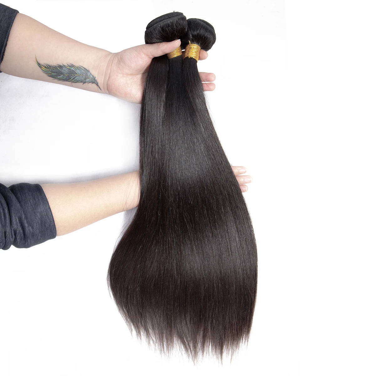 Miss Rola Blonde 12A Grade Straight Human Hair Weave Bundles Remy Hair Extensions Double Wefts Full and Thick Healthy Hair Ends