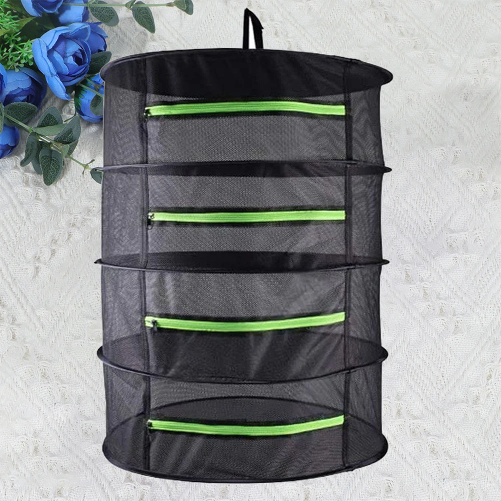 

4 Layer Round Folding Drying Net Cloth Basket Breathable Mesh Dry Vegetables Herbs Food Plants Clothes Storage Bag Hanger For