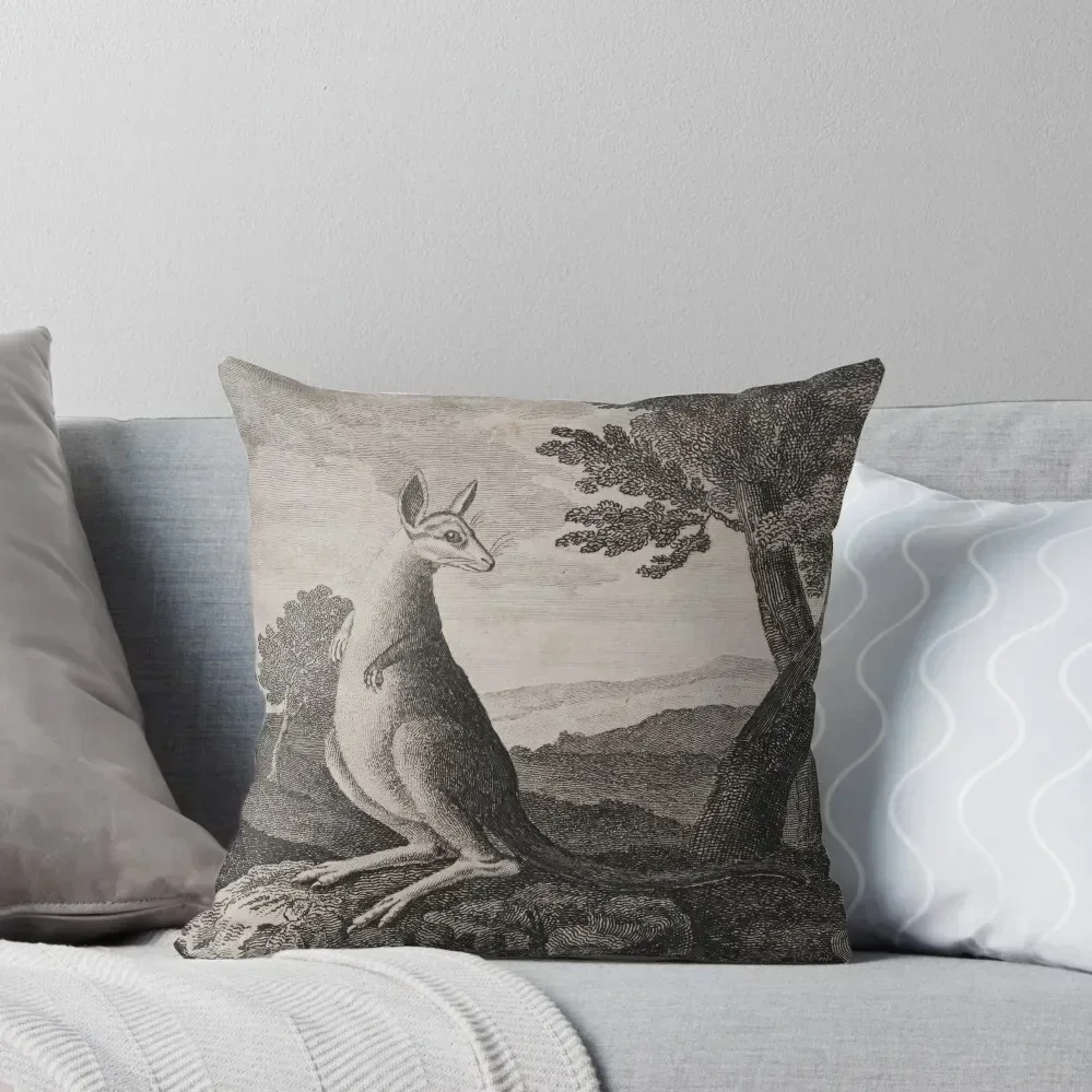 Vintage kangaroo print. (1790 - 1800) Throw Pillow Sofa Cushions Covers Sofa Cushions Cover pillow