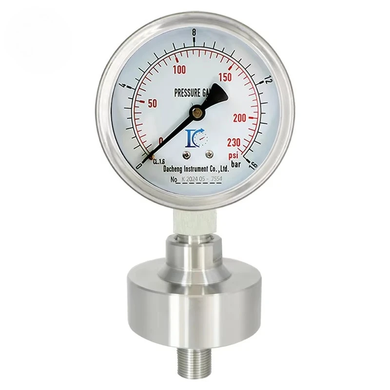 YTP-100F Factory Custom 100mm Diameter All-Stainless-Steel Clamp-Type Diaphragm Pressure Gauge 0~600Bar Anti-Corrosion 1