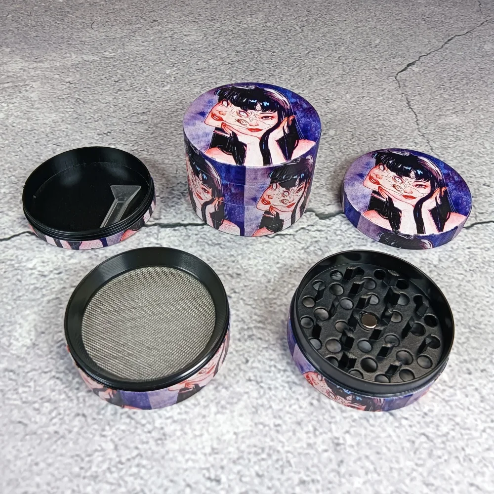 2inch Tomie Girl Cartoon Metal Herb Grinder Mill Mortar 4-Layers Grass Cigar Tobacco Vanilla Bud Grinder Smoking Cigarette Tool