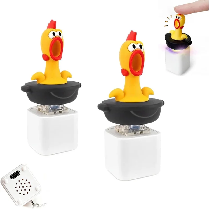 2 Pack Screaming Chicken Fidget Keychain USB C Rechargeable Clicker Toy with Real Chicken Sound LED Light Portable Stress Relief