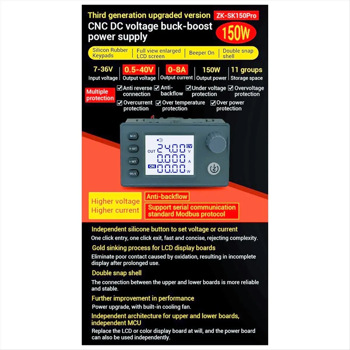 Fits for New SK150Pro 40V8A 150W High Power -Boost CNC Power Supply Charging Module Third Generation