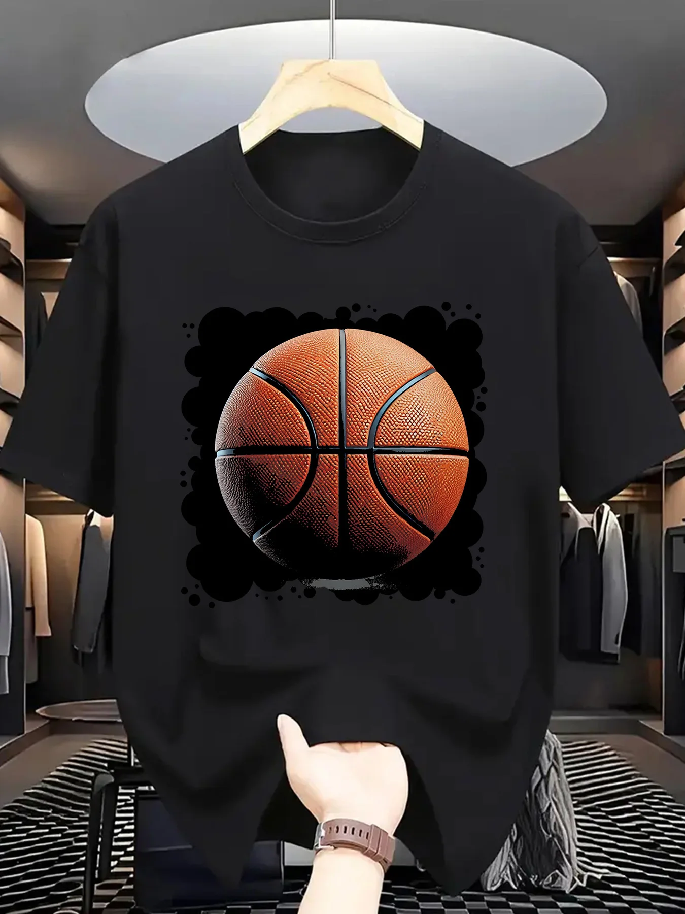 

Basketball Graphic Tee Cool Print Short Sleeve T-shirt Fashionable Streetwear Style Unique Sports Design Casual Wear Unisex Top
