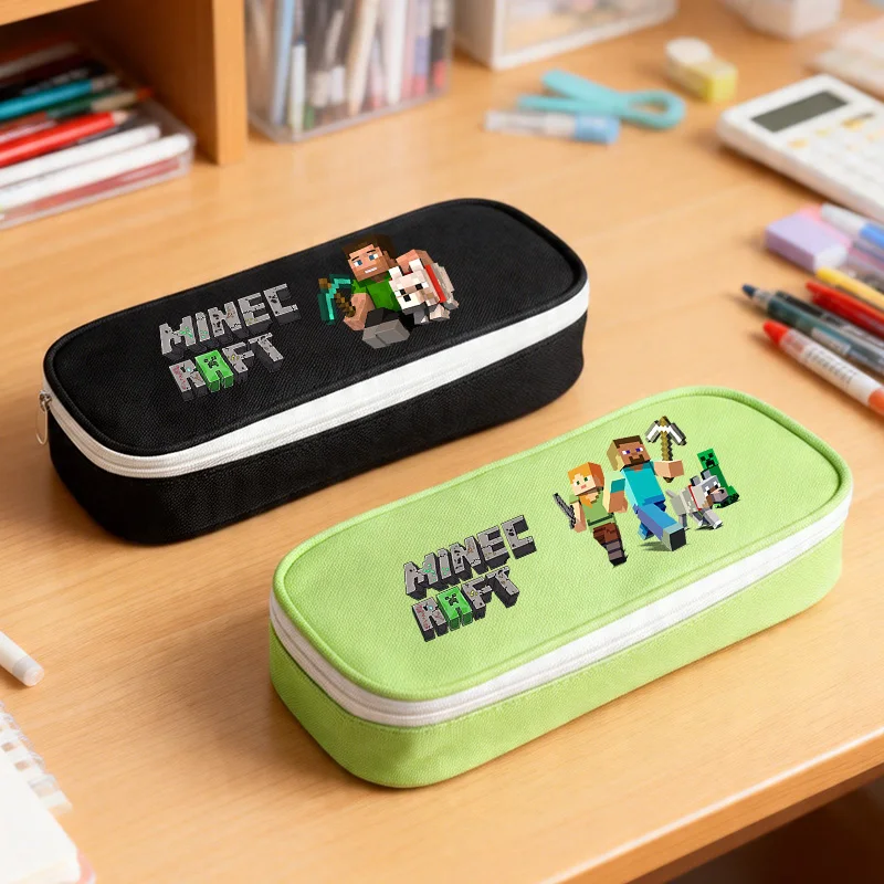 Estojo de Lápis Série Minecraft: Estojo Escolar com Estampa de Jogo Popular, Caixa de Papelaria para Adolescentes, Bolsa com Zíper para Canetas, Material Escolar, Presentes de Aniversário