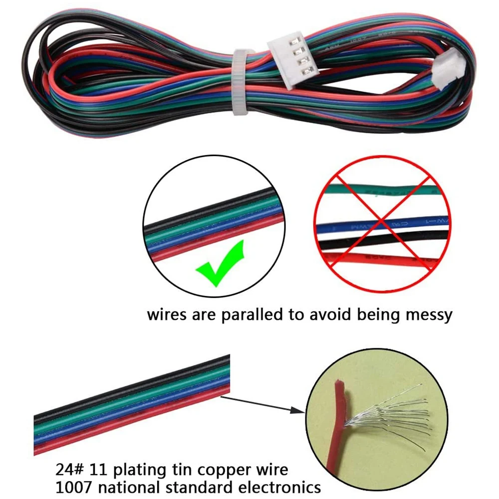 Cables de conector de Motor de 2M, 4 Uds., XH2.54 de 4 pines a XH2.0, Terminal blanco de 6 pines, cables de Motor paralados para impresora 3D paso a paso