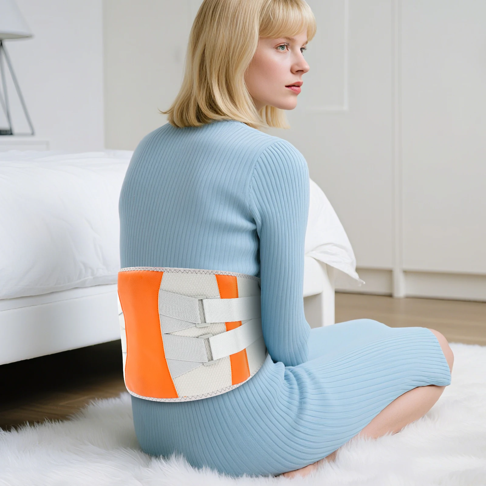 

Gray 107x21cm Heating Massage Belt 3rd Vibration Infrared Physiotherapy Portable Waistband