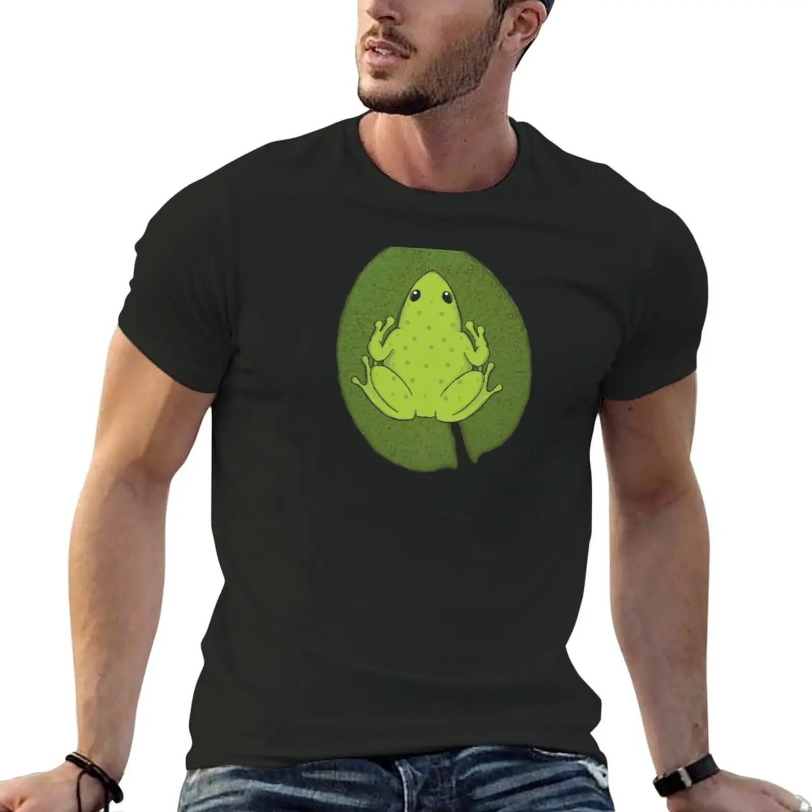 Frog on water lily leaf T-Shirt customizeds for a boy anime shirts men