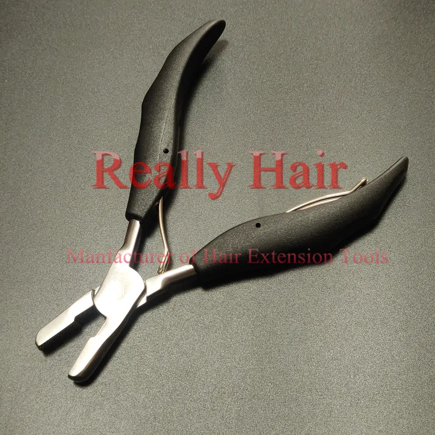 

1pcs Black Flat Shape Plier with Small Grooves Pre-Bonded Hair Extension Clamp