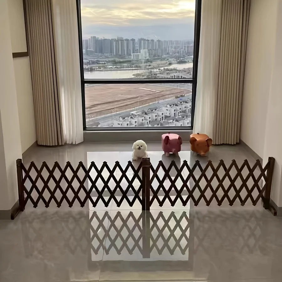 Retractable Wooden Pet Gate for Dogs Cats - Easy Install Indoor Safety Barrier for Home, Bedroom, Doorway & Stairs