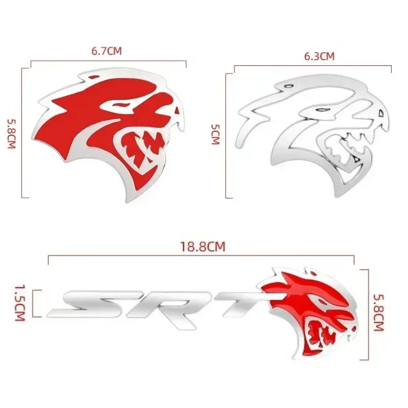 Metal Hellcat Head 3D Emblem Badge for Dodge Challenger Charger SRT Hellcat Letter Side Fender Tailgate Sticker Auto Accessories