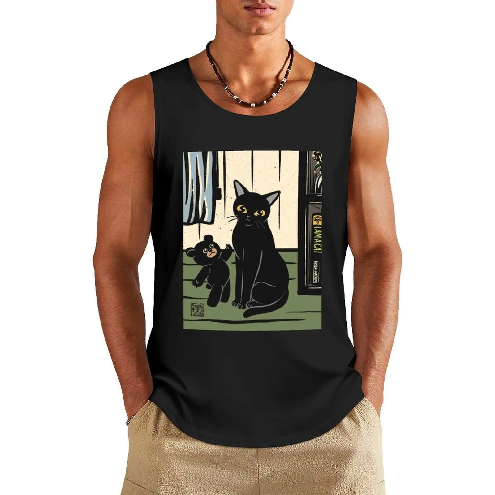 

Lovely bear and cat Tank Top Top summer men clothes mens gym clothes