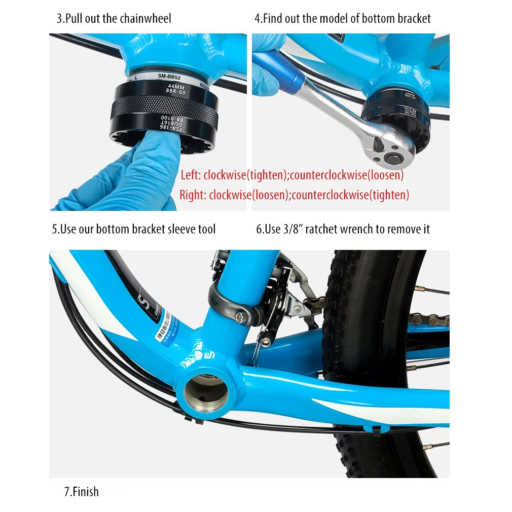 TOOPRE 5-in-1 Bike  BB Bottom Bracket Bearing Removal Tool Sleeve BB44 BB39 BB40.5 BB46 BB48.5 BB49.3