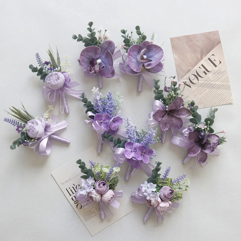 Celebration Corsage Hand Flower Artificial Flower Wedding Supplies Studio Photo Props Purple