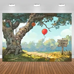 Vintage Winnie the Pooh Party Supplies Vinyl Backdrop Kids Birthday Baby Shower Decor Photography Background Photo Studio Props