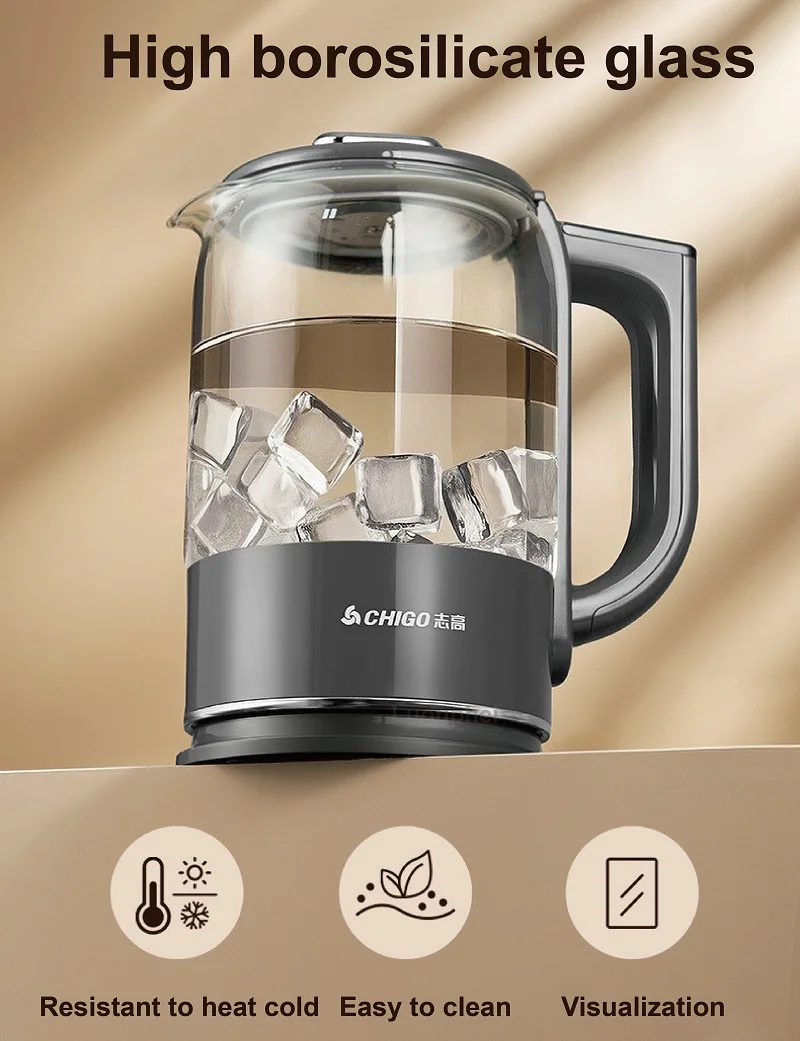 1.8L وعاء صحي متعدد الوظائف مكتب حجز الزجاج إبريق شاي بالأعشاب المزهرة التحكم في درجة الحرارة إبريق الشاي البخاري غلاية كهربائية منزلية #1