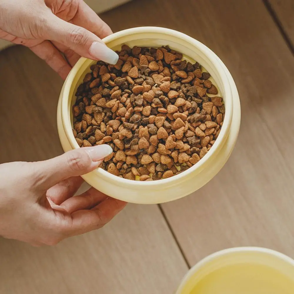 Tigela de cerâmica removível para gatos, com suporte, prateleira de madeira antiderrapante, alimentadores elevados para animais de estimação, empilhável, anti-vô, gatinho, bacia de comida, filhote de cachorro