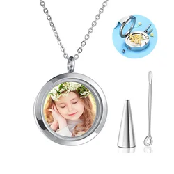 Stainless Steel Cremation Locket Necklace for Ashes of Loved One Carry Photo Glass Memorial Urn Jewelry Keepsake Gifts Dropship