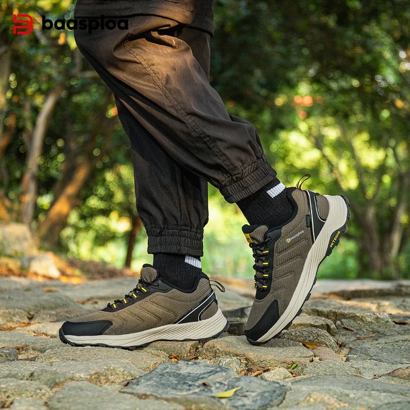 

Baasploa Men Hiking Shoes Brand High Quality Male Trekking Climbing Outdoor Sneaker Non-Slip Comfortable Waterproof Sprort Shoes