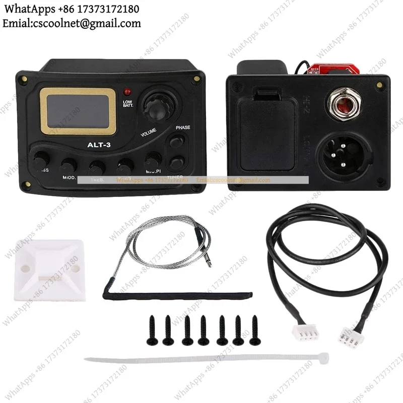 JS02 5-Band EQ Acoustic Guitar Pickup Tuner Preamp Piezo Amplifier System with Volume Knob LCD Display