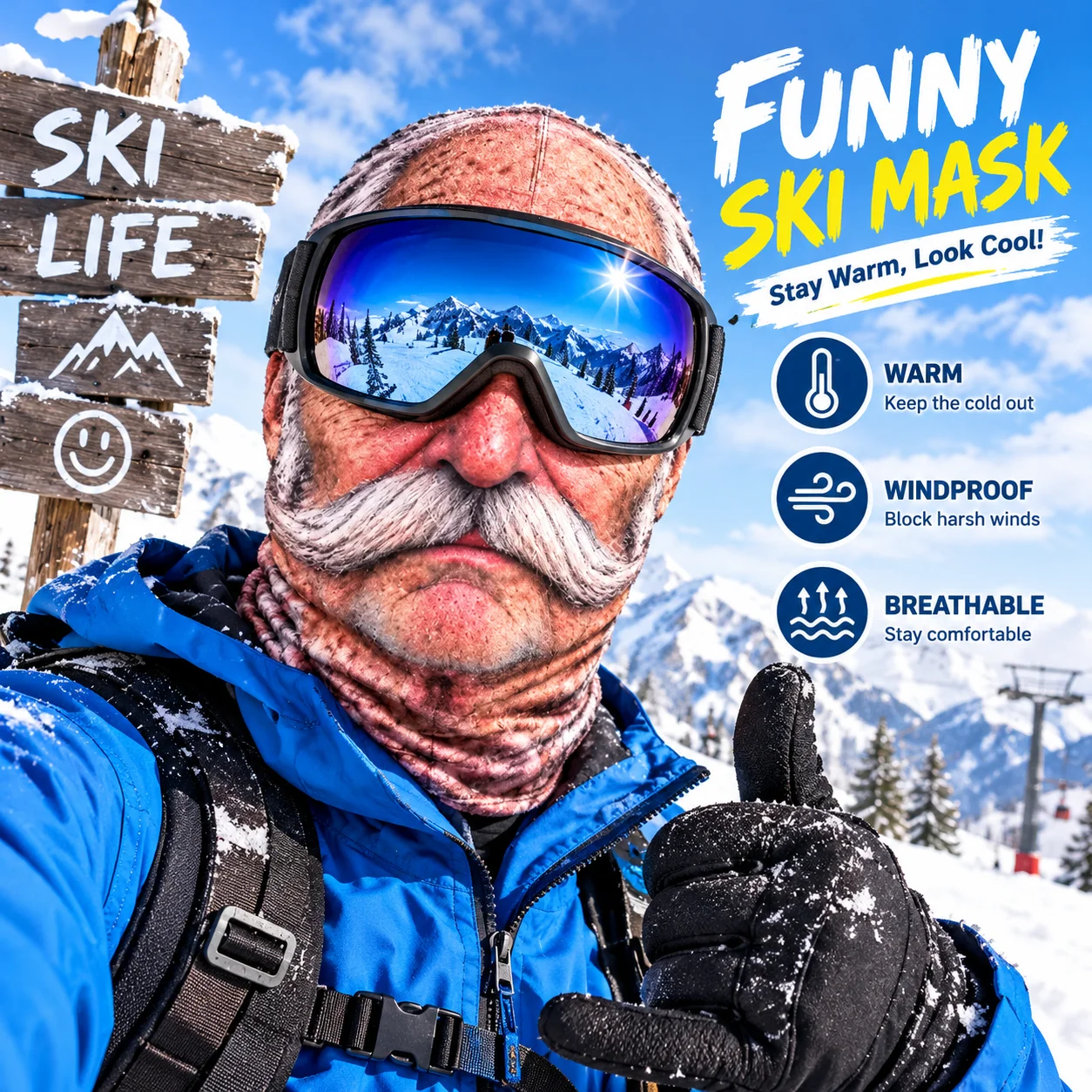 1PC Funny 3D Face Balaclava Hat Full Face Covering Hood Balaclava Motorcycle Riding Skiing Face Mask Outdoor Warm Balaclava Hat