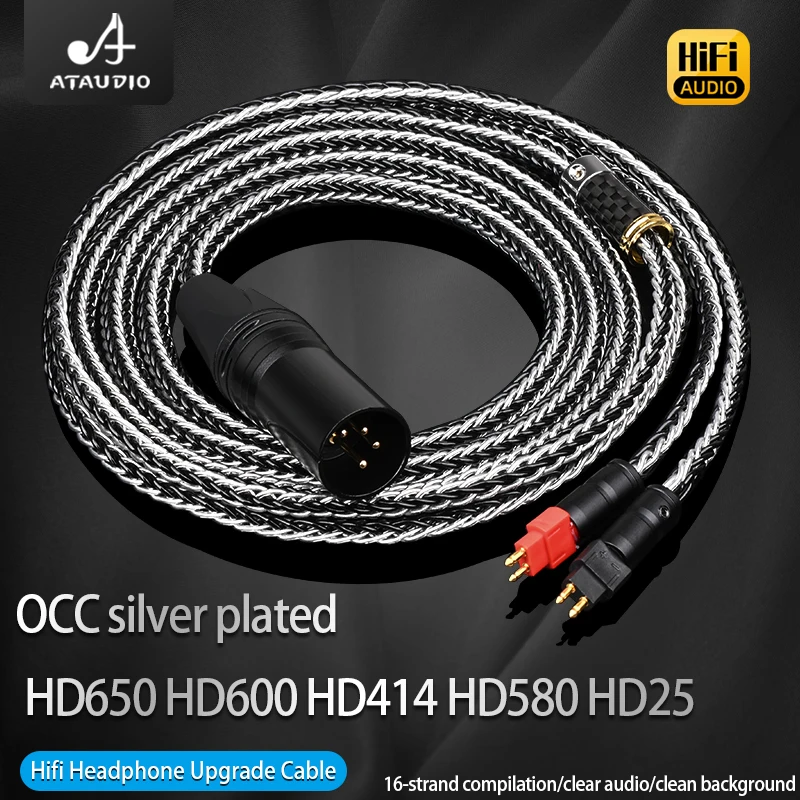 ATAUDIO Headphone Cord 16 Strands Silver-plated Cube Mixed Upgrade 3.5mm/2.5mm/4.4mm/4 Pin xlr Balance Earphone cable