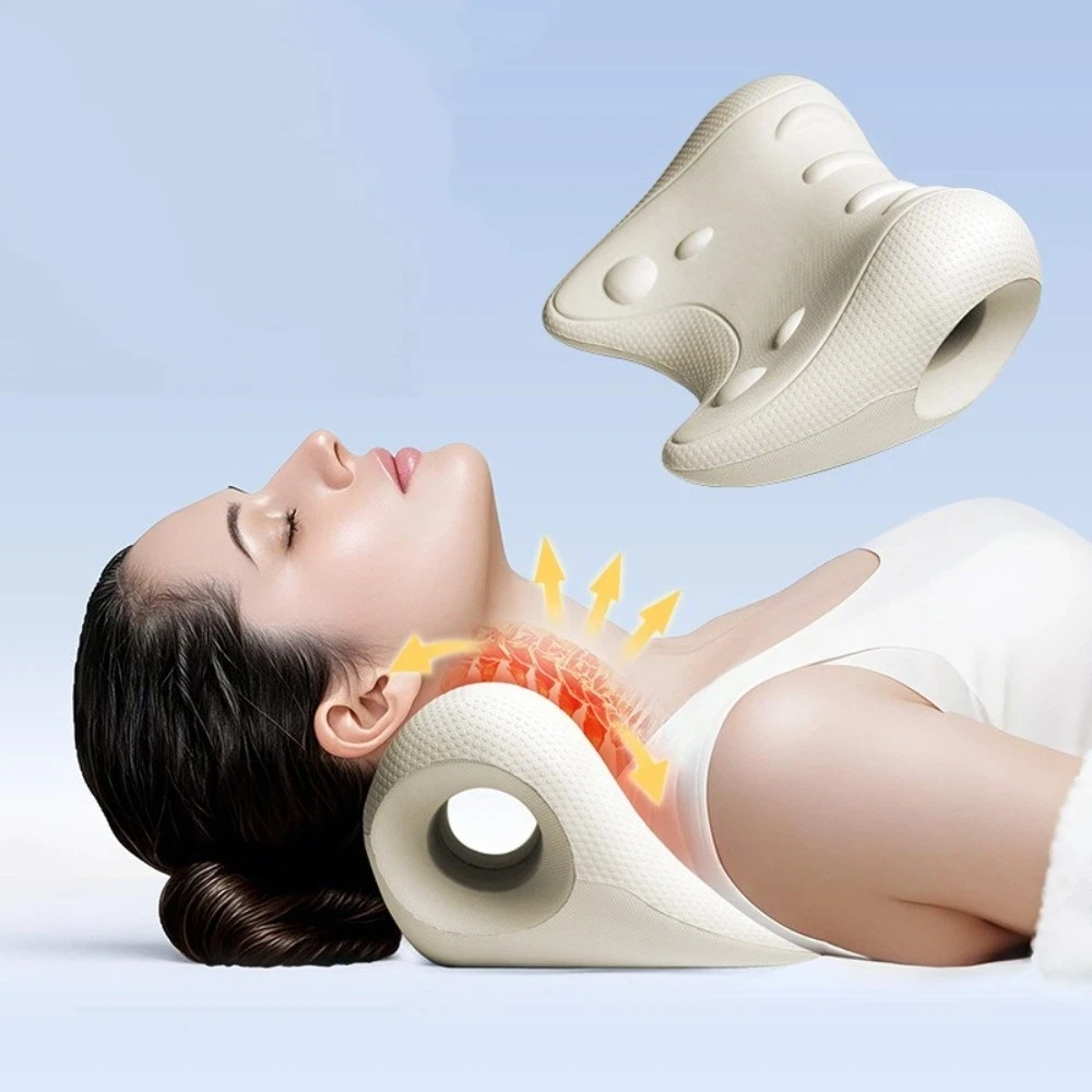 C-Shaped Contour Cervical Support Pillow Soft EVA Material Acupressure Design C-Shaped Contour Pillow Multi-Purpose Use