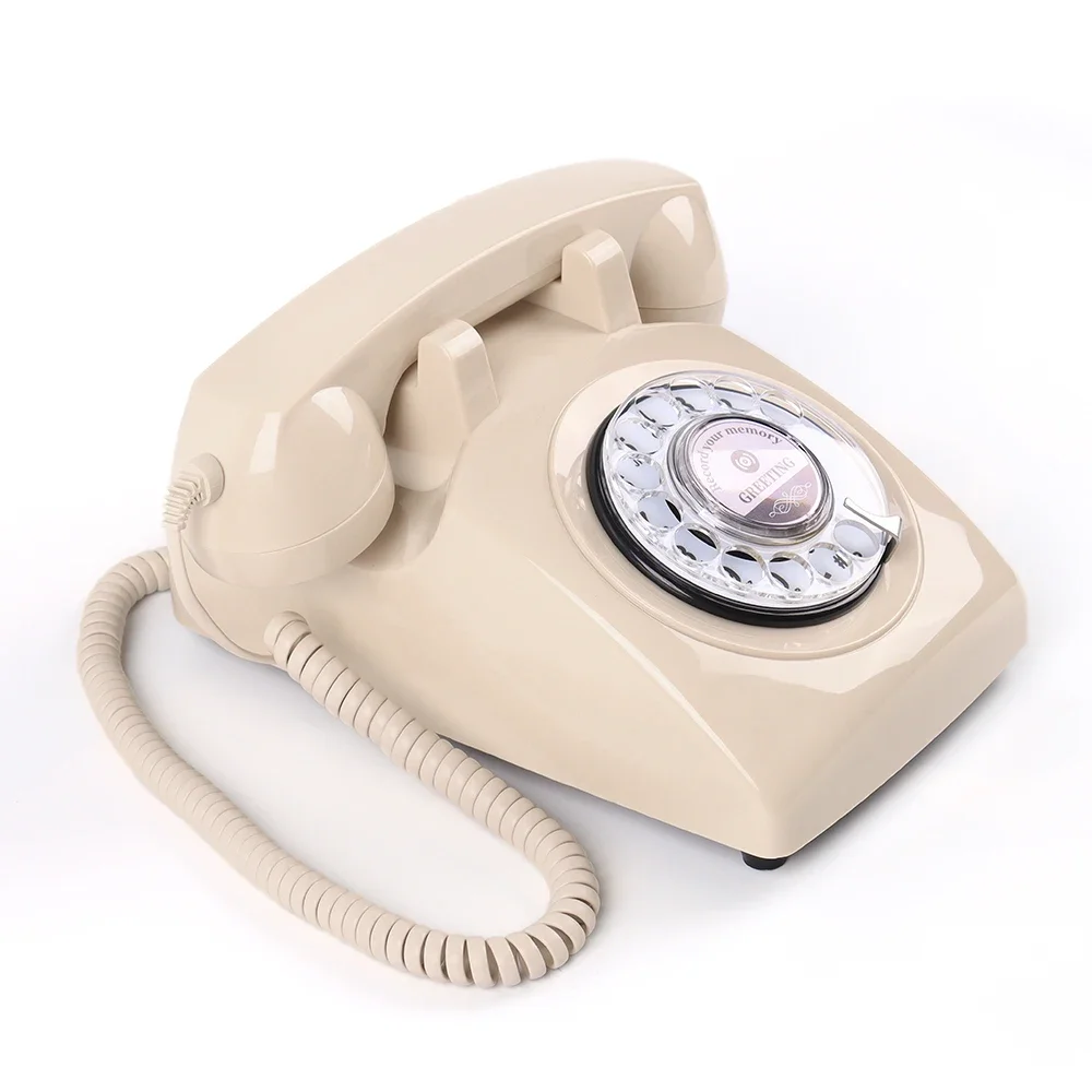 Classic Vintage beige rotary antique telephone audio guestbook phone message recording phone wedding phone