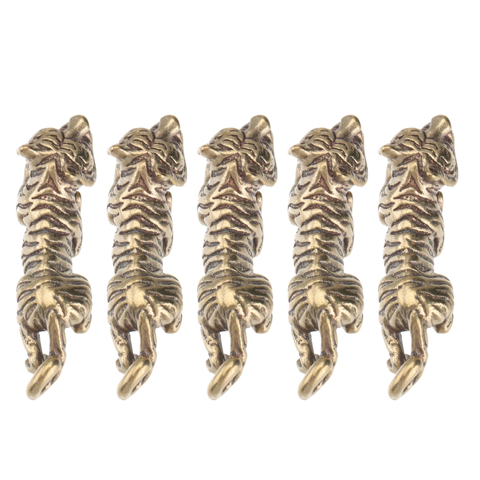 

5pcs Tiger Key Pendant naments Retro Decorative Keychain Decorative Brassware Adornment Stylish Pendant Bag Charm
