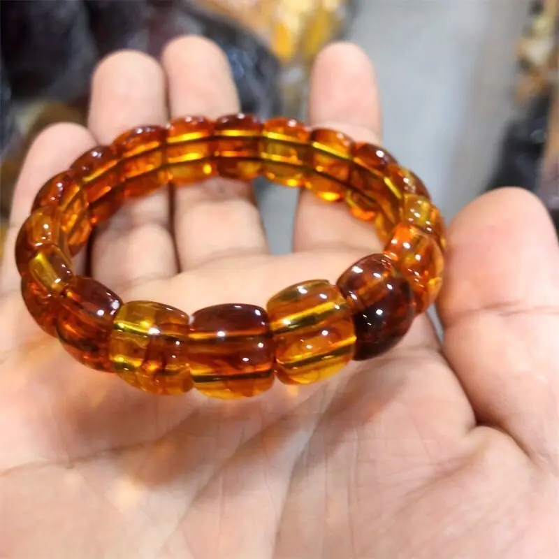 Classic Versatile Amber Beeswax Hand Row, Second-generation Handicrafts, Unisex Jewelry