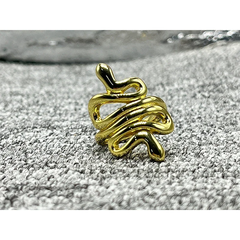 2022 New UNOde50 Fashion Silver Plating 92514K Golden Snake Series Charm Infinite Ring Holiday Gift