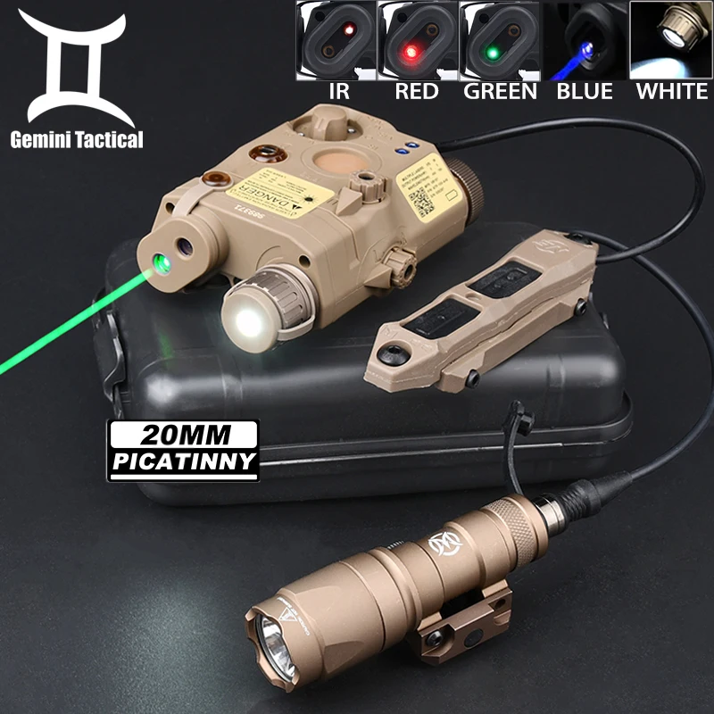 

WADSN PEQ15 Red Green Blue Dot Laser Set LA5B PEQ IR Sight White LED Indicator M300A Scout Flashlight With Dual Switch Button