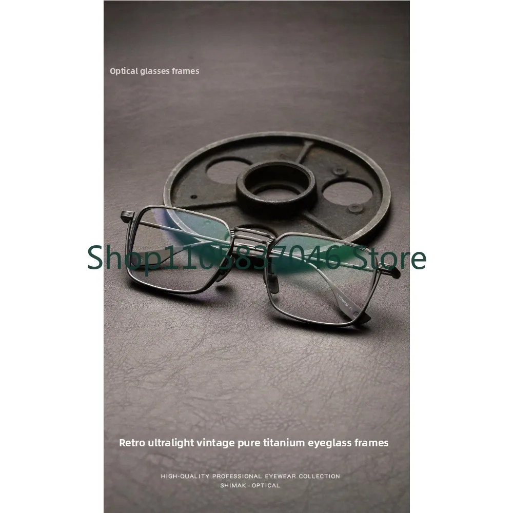 Ultra light pure titanium special silver edge men's glasses frame large face men's super large myopia replica frosted irregular