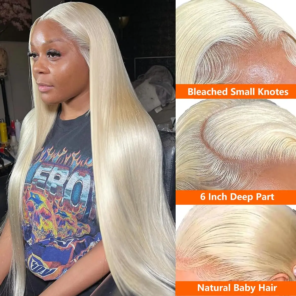 613 Lace Front Wig Human Hair Straight Blonde 13x6 HD Lace Frontal Wig 13x4 Blonde 613 Lace Front Wigs 100% Human Hair Wigs