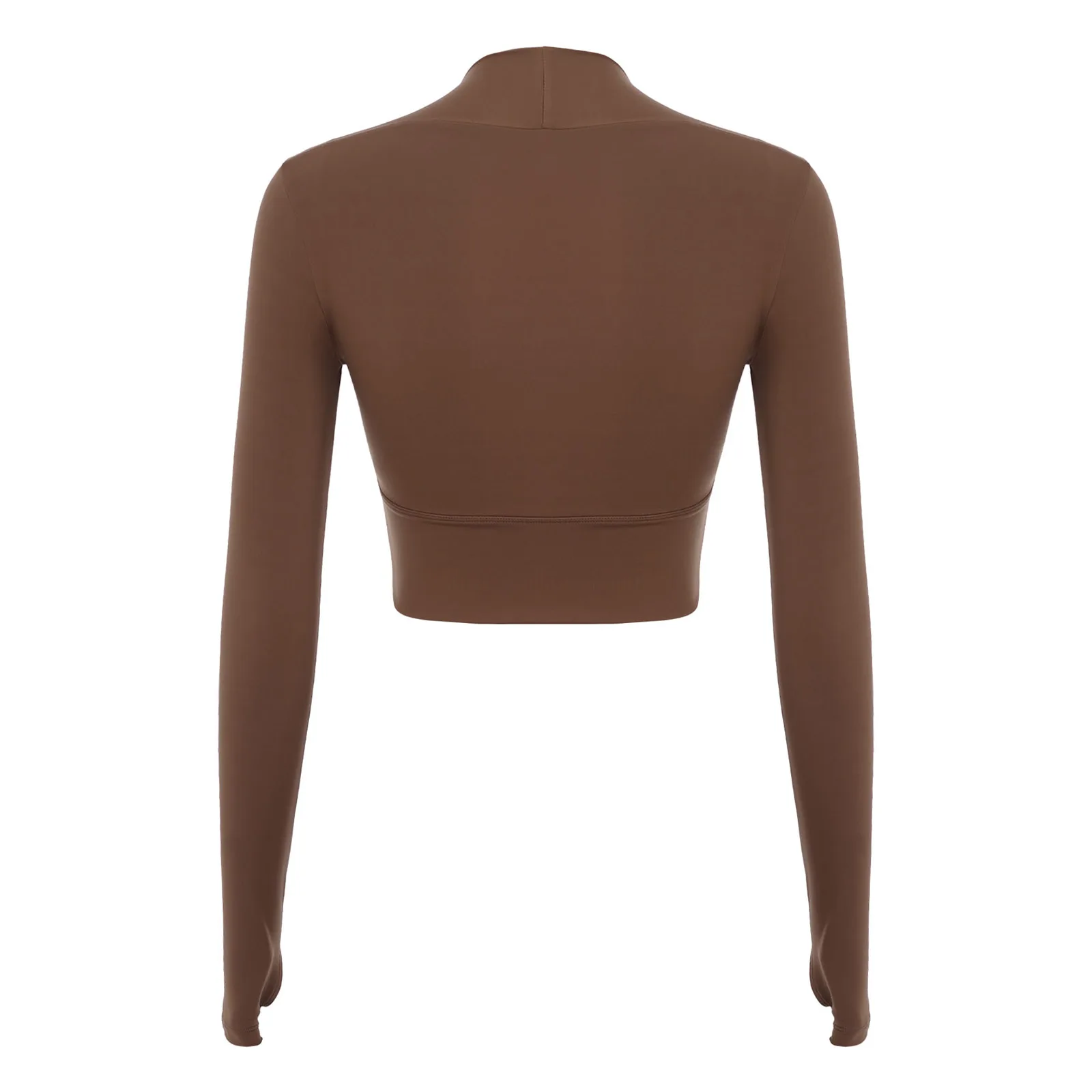 المرأة الرياضة الرطوبة فتل التجفيف السريع قميص رياضي كم طويل للإزالة منصات الصدر المحاصيل الأعلى لليوجا بيلاتيس تجريب القمم #4