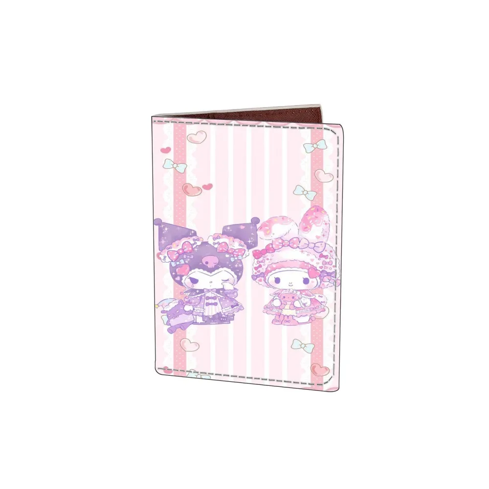 New Sanrio Passport Cover Hello Kitty Melody Kulomi Cartoons Print PU Protective Case Portable ID Travel Credential Card Holder