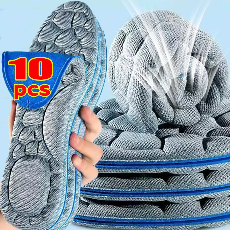 10pcs 5D 마사지 메모리 폼 깔창 두꺼운 통기성 쿠션 편안한 하이힐 신발 정형 외과 발 패드 지원