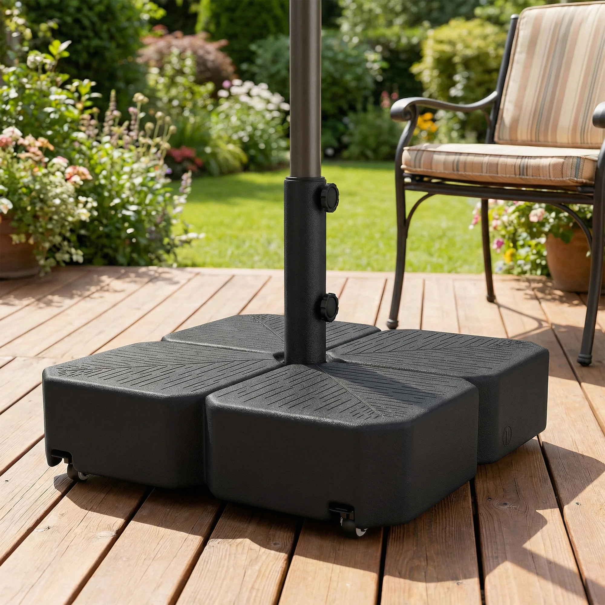 Patio Umbrella Base with Wheels Outdoor Umbrella Stand Holder for 1.5