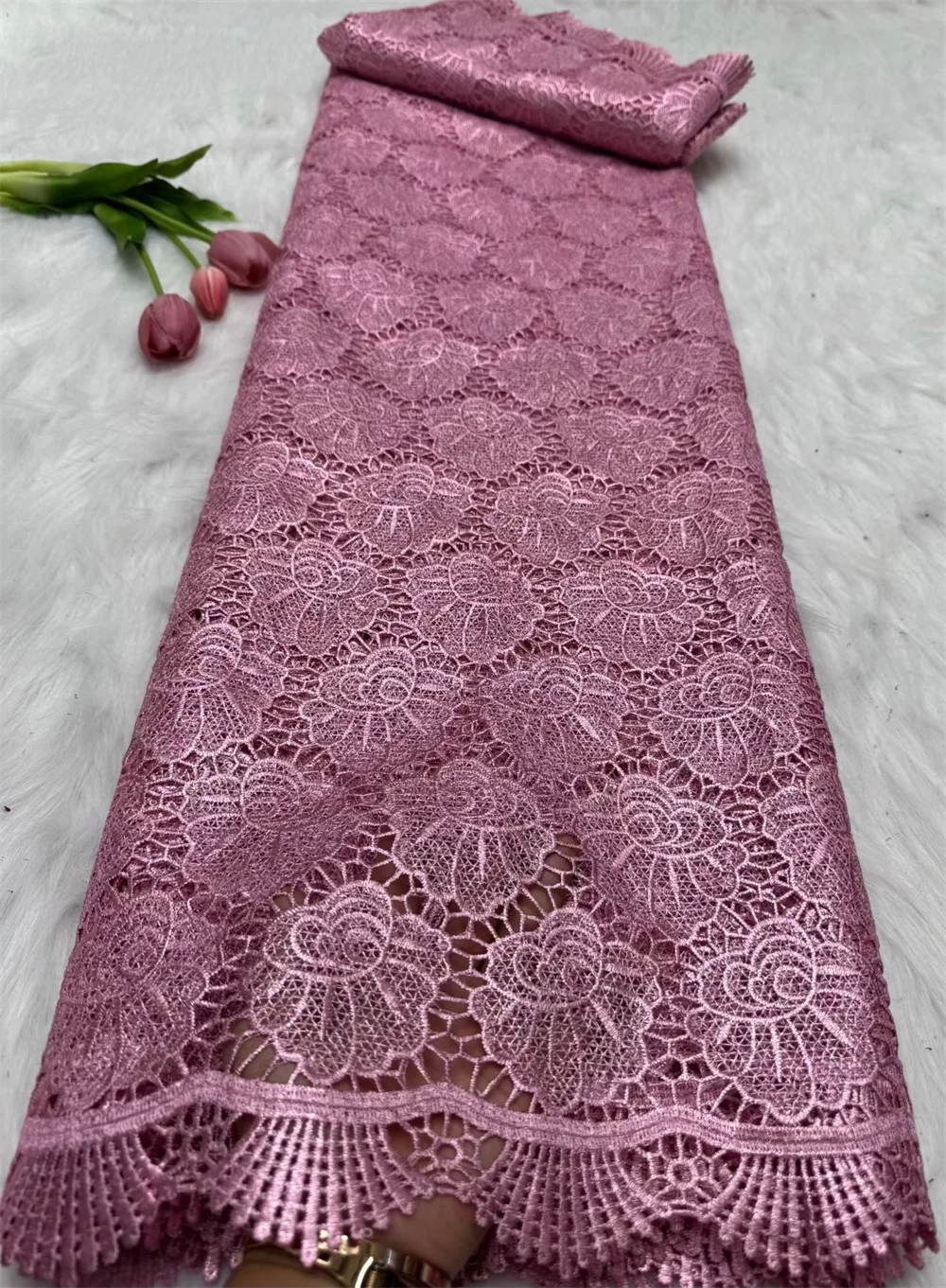 5 ярдов, нигерийский высококачественный оранжевый гипюровый шнур, кружевная ткань, африканская сетка, молочная шелковая вышивка для платьев Hm44-1