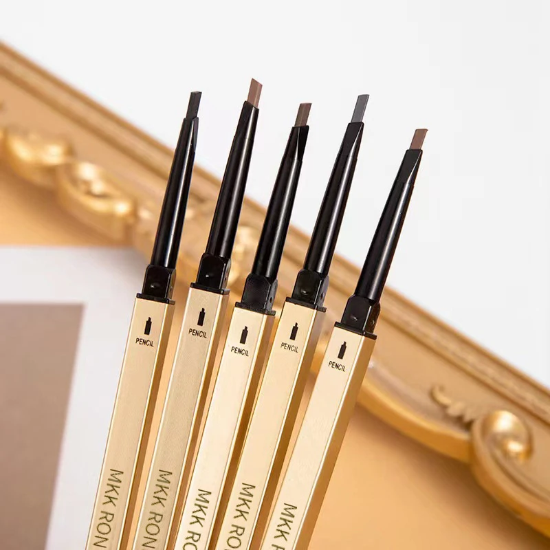 EyeBrow Pen Gold Bar Shape Automatic Rotation Brow Tint Enhancer Double Head Eye Makeup Pencil Natural Sweatproof Slim Pen