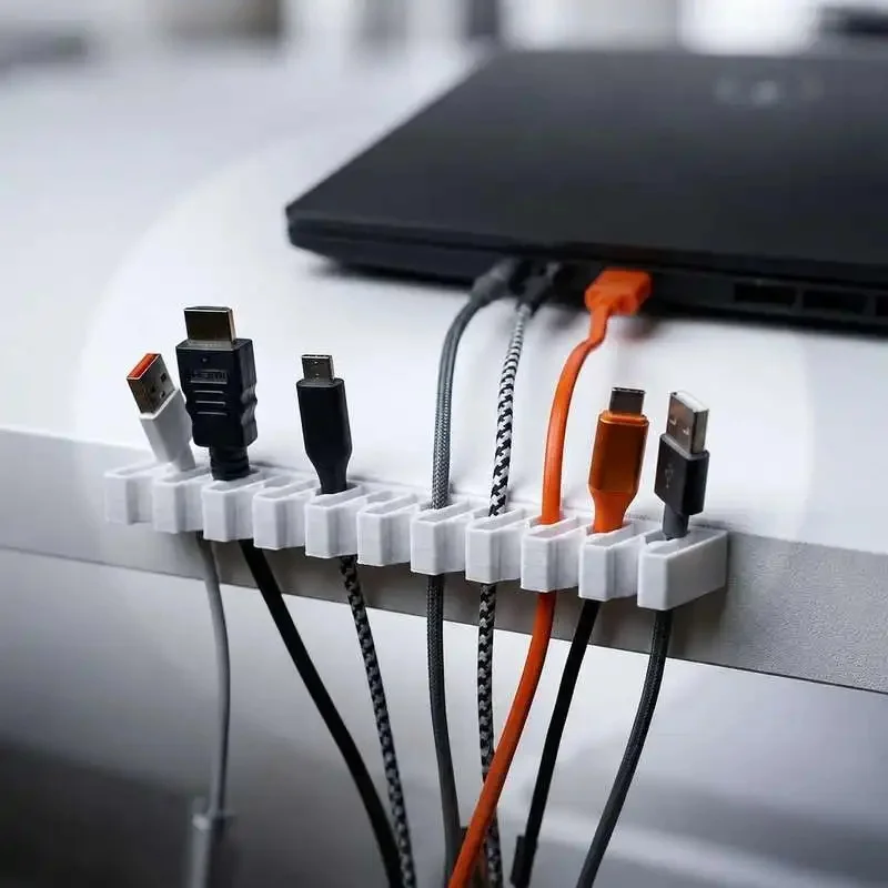Adhesive Cable Retaining Clip Holder for Desk Wire Organizer Cord Routing Management Tool