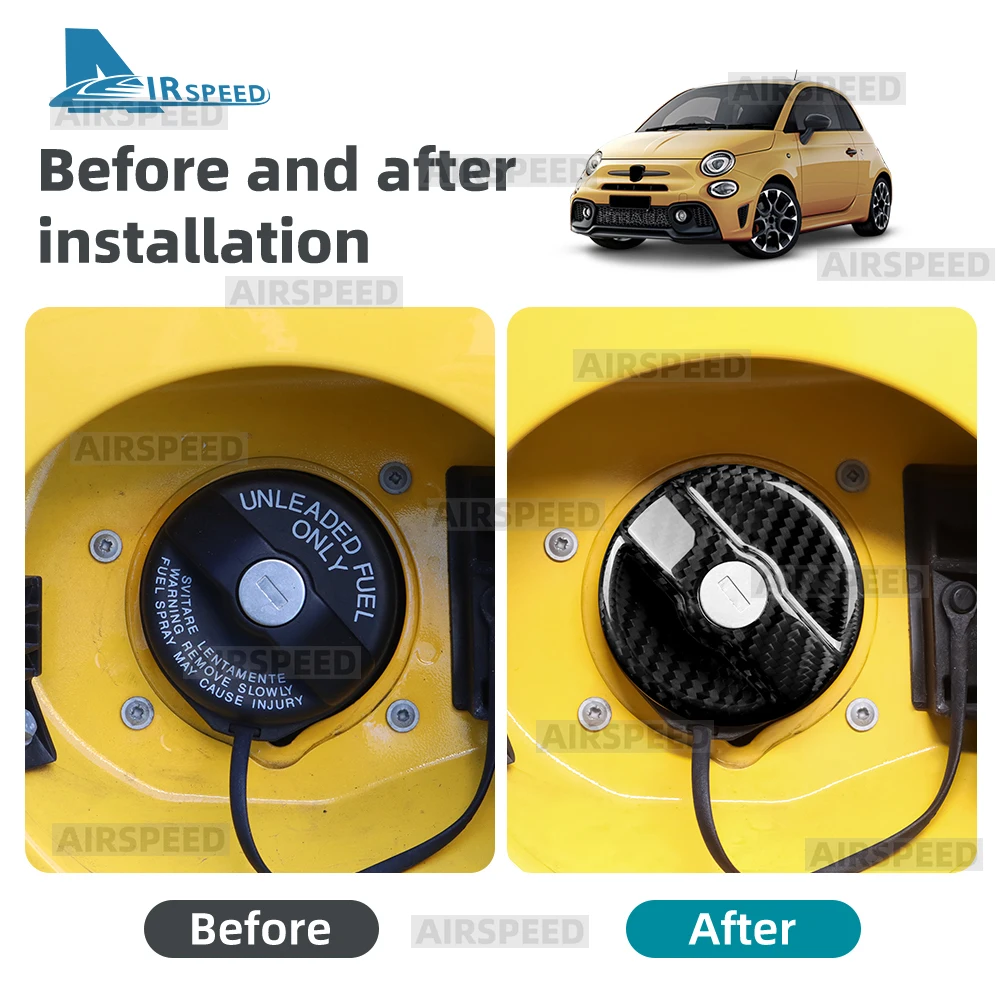 Real Dry Hard Carbon Fiber For Abarth 595 595C 695 695C 2012-2024/Fiat 500 500C 2008-2024 LHD RHD Car Inner Fuel Tank Cap Trim